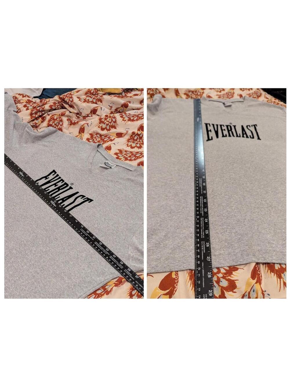 Vintage Everlast Shirt Mens L Gray V-Neck Long Sleeve Flock Graphic Tee 26x27.5 - Picture 6 of 6